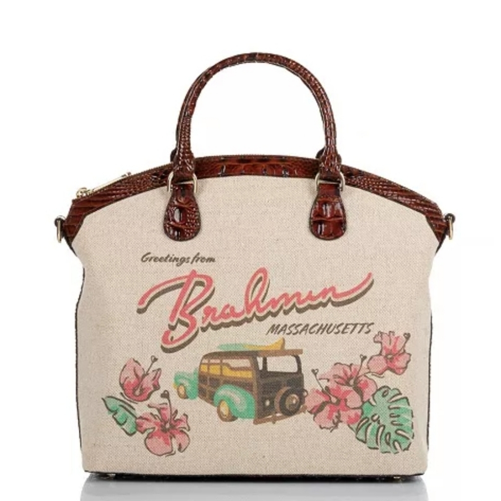 Brahmin Large Duxbury In Pecan Pipa Canvas & Leather